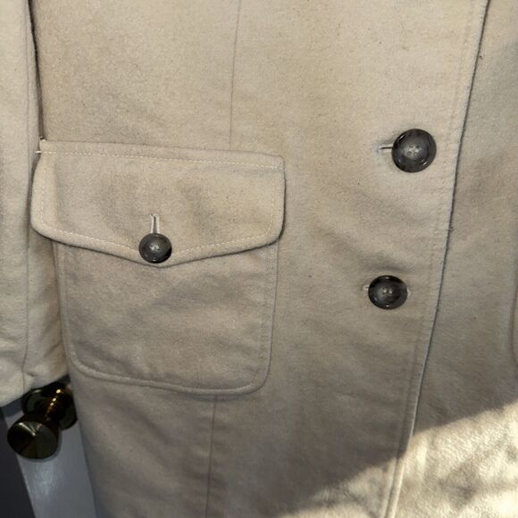 Ann Taylor White Wool Blend Pea Coat with Satin Interior - Size 10 - Picture 3 of 6
